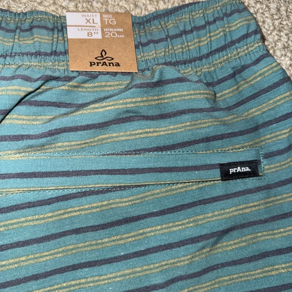 Prana Mens Metric E Waist Shorts  Boardshort Green Stripe Size‎ XL Swim 8